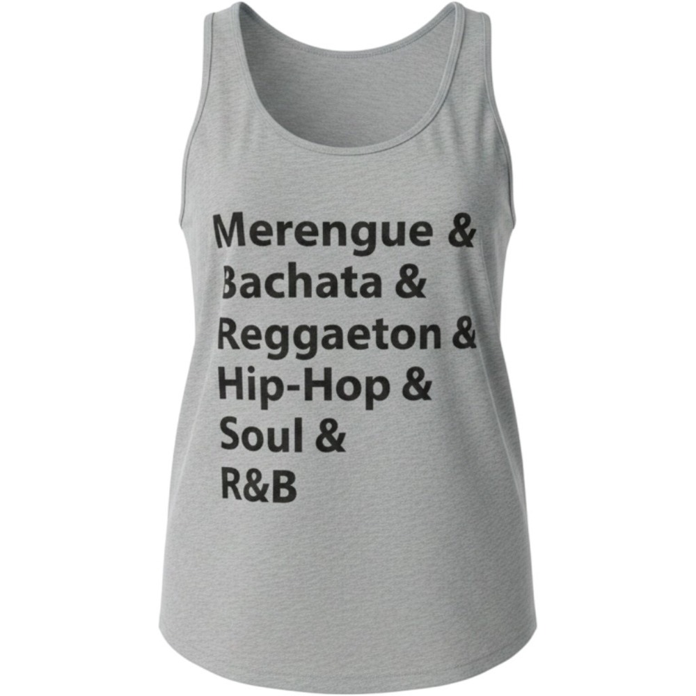 San Cocho Womens Heather Grey Merengue Bachata Reggaeton Graphic Tank Top Size L